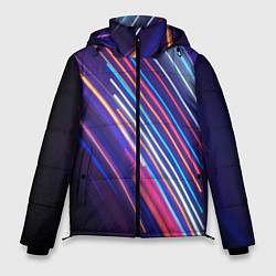 Куртка зимняя мужская Неоновое множество разноцветных фонарей во тьме, цвет: 3D-светло-серый