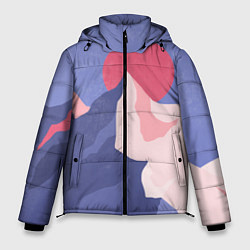 Куртка зимняя мужская Пейзаж гор и леса в стиле ретро, цвет: 3D-черный