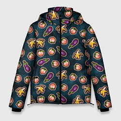 Мужская зимняя куртка Баклажаны персики бананы паттерн