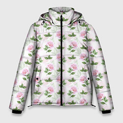 Куртка зимняя мужская Садовые розы, паттерн, цвет: 3D-светло-серый