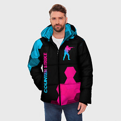 Куртка зимняя мужская Counter Strike - neon gradient: символ и надпись в, цвет: 3D-черный — фото 2