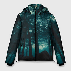 Мужская зимняя куртка Тёмный лес на закате
