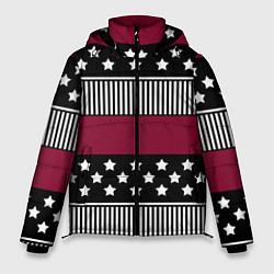 Мужская зимняя куртка Burgundy black striped pattern