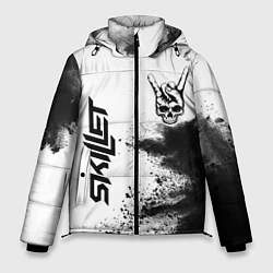 Куртка зимняя мужская Skillet и рок символ на светлом фоне, цвет: 3D-черный