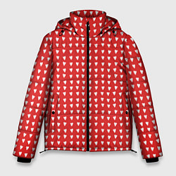 Куртка зимняя мужская Красные сердечки паттерн, цвет: 3D-светло-серый