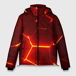 Мужская зимняя куртка Красные неоновые геометрические плиты