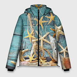 Мужская зимняя куртка Натюрморт из сети, морских звёзд и ракушек - лето