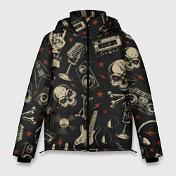 Куртка зимняя мужская Черепа гранж, цвет: 3D-черный