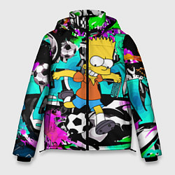 Куртка зимняя мужская Барт Симпсон - центр-форвард на фоне граффити, цвет: 3D-светло-серый