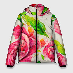 Куртка зимняя мужская Яркие выразительные розы, цвет: 3D-светло-серый