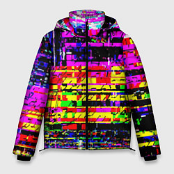 Куртка зимняя мужская Яркий пиксельный красочный глитч, цвет: 3D-красный