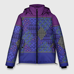Куртка зимняя мужская Combined burgundy-blue pattern with patchwork, цвет: 3D-черный