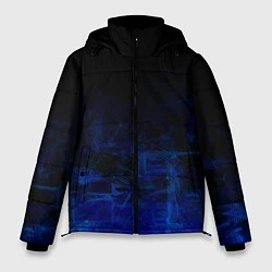 Мужская зимняя куртка Однотонный черный и темно синий гранжевый градиент