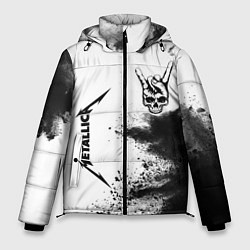 Куртка зимняя мужская Metallica и рок символ на светлом фоне, цвет: 3D-черный