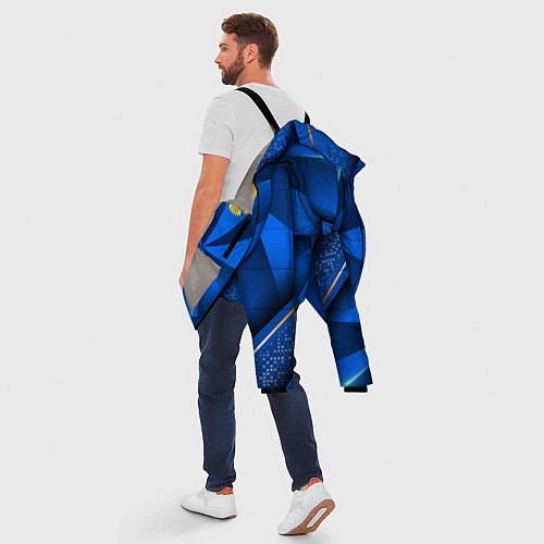 Мужская зимняя куртка Герб РФ на синем объемном фоне / 3D-Светло-серый – фото 5