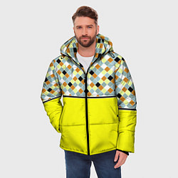Куртка зимняя мужская Желтый неоновый комбинированный узор, цвет: 3D-светло-серый — фото 2