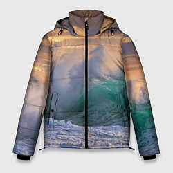 Куртка зимняя мужская Штормовая волна, накатывающая на берег, цвет: 3D-красный