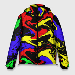 Куртка зимняя мужская Яркие абстрактные краски, цвет: 3D-черный