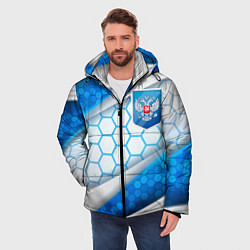 Куртка зимняя мужская Синий герб России на объемном фоне, цвет: 3D-светло-серый — фото 2