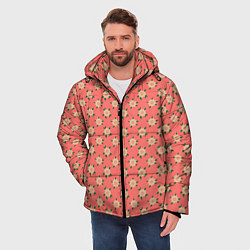 Куртка зимняя мужская Минимализм - цветочки, цвет: 3D-черный — фото 2