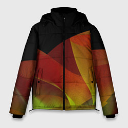 Куртка зимняя мужская Абстрактная ассиметричная оранжевая волна, цвет: 3D-красный
