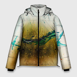 Куртка зимняя мужская Абстрактные блёстки, тени и краски, цвет: 3D-светло-серый