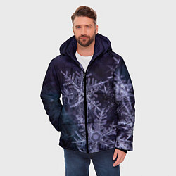 Куртка зимняя мужская Снежинки макро фото, цвет: 3D-светло-серый — фото 2