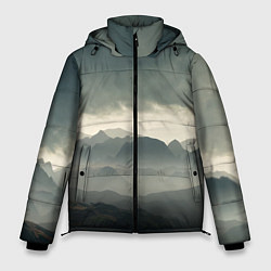 Куртка зимняя мужская Пасмурная погода в горах Пейзаж, цвет: 3D-светло-серый