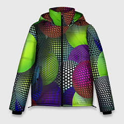 Куртка зимняя мужская Трехмерные разноцветные шары, цвет: 3D-черный