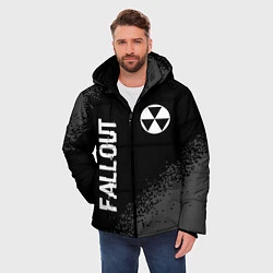 Куртка зимняя мужская Fallout glitch на темном фоне: надпись, символ, цвет: 3D-черный — фото 2