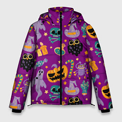 Куртка зимняя мужская Happy Halloween - holiday pattern, цвет: 3D-черный