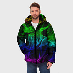 Куртка зимняя мужская Разноцветный неоновый дым, цвет: 3D-светло-серый — фото 2
