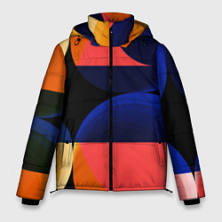 Куртка зимняя мужская Абстрактные круги и полупрозрачные фигуры, цвет: 3D-светло-серый