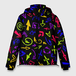 Куртка зимняя мужская Паттерн из разноцветных стрелочек, цвет: 3D-светло-серый