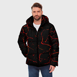 Куртка зимняя мужская Текстура лавы, цвет: 3D-красный — фото 2