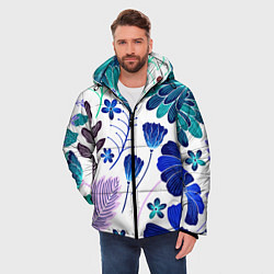 Куртка зимняя мужская Графичная растительная композиция, цвет: 3D-черный — фото 2