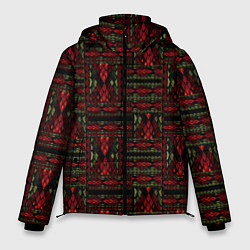 Куртка зимняя мужская Красно зеленый лоскутный узор змеиной кожи имитаци, цвет: 3D-красный