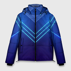 Куртка зимняя мужская Глубокий синий с неоновыми полосами, цвет: 3D-светло-серый