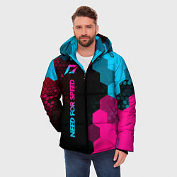Куртка зимняя мужская Need for Speed - neon gradient: по-вертикали, цвет: 3D-черный — фото 2