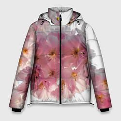 Куртка зимняя мужская Нежно розовая сакура, цвет: 3D-светло-серый