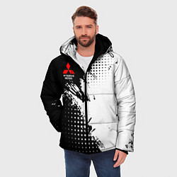 Куртка зимняя мужская Mitsubishi - черно-белая абстракция, цвет: 3D-черный — фото 2