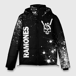 Куртка зимняя мужская Ramones и рок символ на темном фоне, цвет: 3D-черный