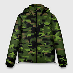 Куртка зимняя мужская Камуфляж лесной пиксель, цвет: 3D-черный