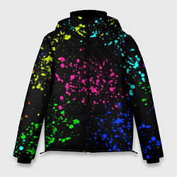 Куртка зимняя мужская Брызги неоновых красок, цвет: 3D-черный