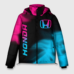 Куртка зимняя мужская Honda - neon gradient: надпись, символ, цвет: 3D-черный