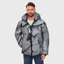 Куртка зимняя мужская Металлическая хаотичная броня, цвет: 3D-черный — фото 2