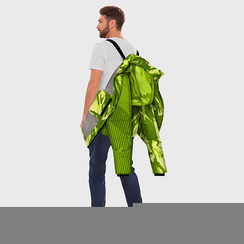Мужская зимняя куртка Зеленый абстрактный камуфляж / 3D-Светло-серый – фото 5