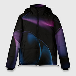 Куртка зимняя мужская Абстрактные фиолетовые волны, цвет: 3D-черный