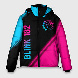 Куртка зимняя мужская Blink 182 - neon gradient: надпись, символ, цвет: 3D-черный