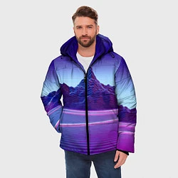 Куртка зимняя мужская Neon mountains - Vaporwave, цвет: 3D-красный — фото 2
